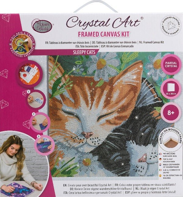 Sleepy Cats Crystal Art Canvas Kit 30x30cm