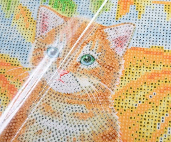 Autumn Cat Crystal Art Canvas Kit 30x30cm