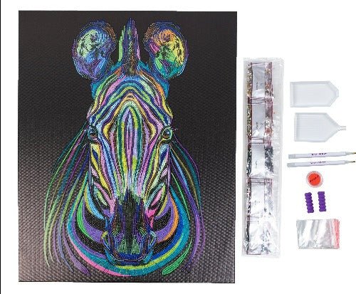 Rainbow Zebra Crystal Art Canvas Kit 40x50cm