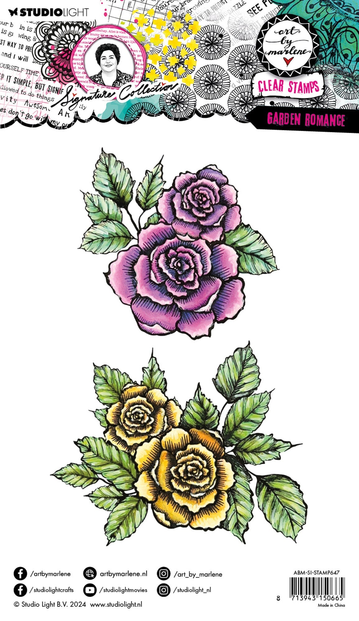 Studio Light - Art By Marlene - Signature Collection - A5 - Clear Stamp Set - Garden Romance