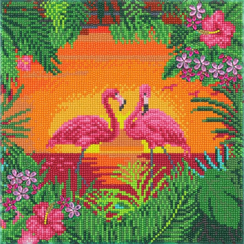 Fancy Flamingos Crystal Art Canvas Kit 30x30cm