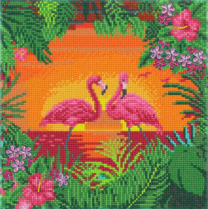 Fancy Flamingos Crystal Art Canvas Kit 30x30cm