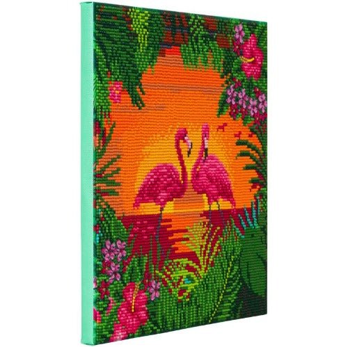 Fancy Flamingos Crystal Art Canvas Kit 30x30cm
