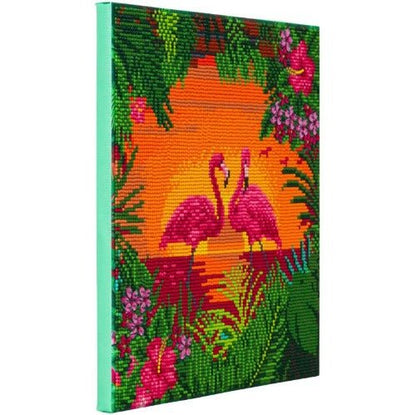 Fancy Flamingos Crystal Art Canvas Kit 30x30cm