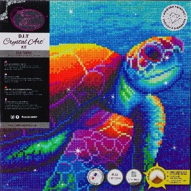 Sea Turtle Crystal Art Canvas by Rachel Froud 30x30cm