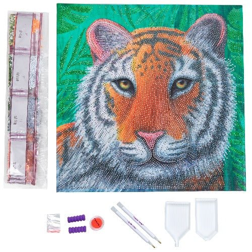 Gentle Tiger Crystal Art Canvas by Rachel Froud 30x30cm