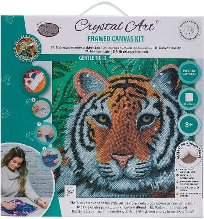 Gentle Tiger Crystal Art Canvas by Rachel Froud 30x30cm