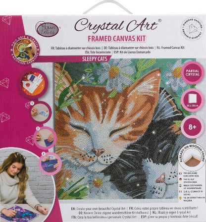 Sleepy Cats Crystal Art Canvas Kit 30x30cm
