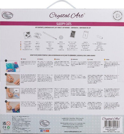 Sleepy Cats Crystal Art Canvas Kit 30x30cm