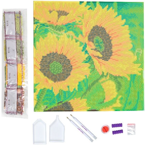Sunflower Joy Crystal Art Canvas 30x30cm