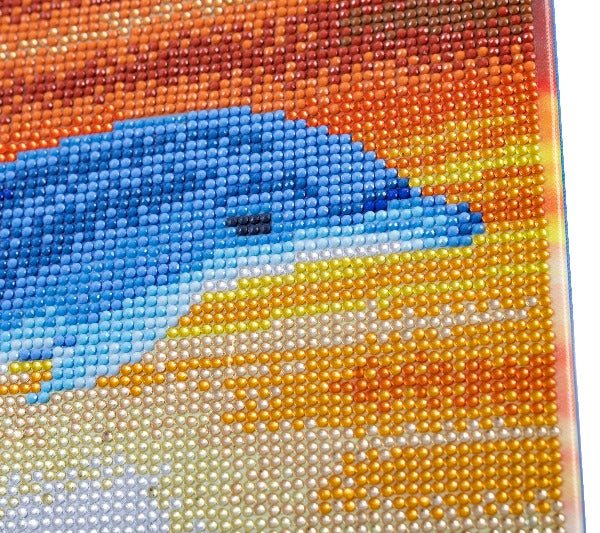 Dolphin Sunrise Crystal Art Canvas Kit 30x30cm