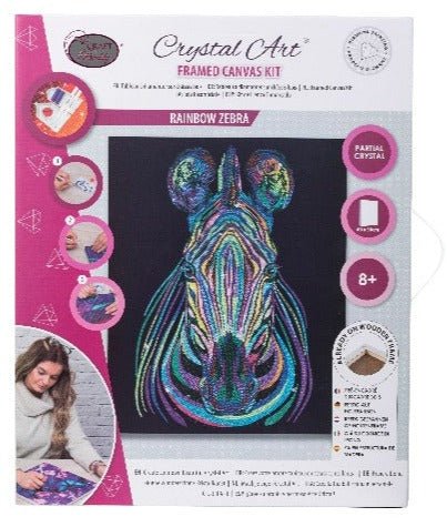 Rainbow Zebra Crystal Art Canvas Kit 40x50cm