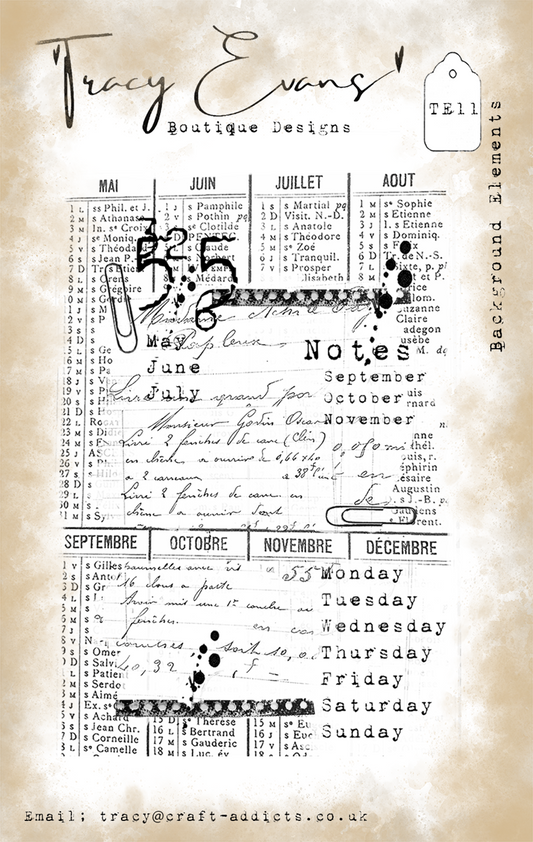 Tracy Evans Boutique Designs - Clear Stamps - A7 - Background Elements - TE11