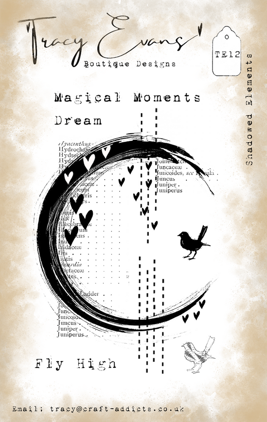 Tracy Evans Boutique Designs - Clear Stamps - A7 - Shadowed Elements - TE12