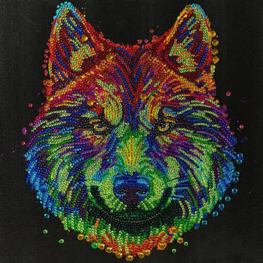Colourful Wolf Crystal Art Canvas Kit 30x30cm