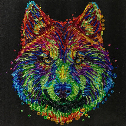Colourful Wolf Crystal Art Canvas Kit 30x30cm