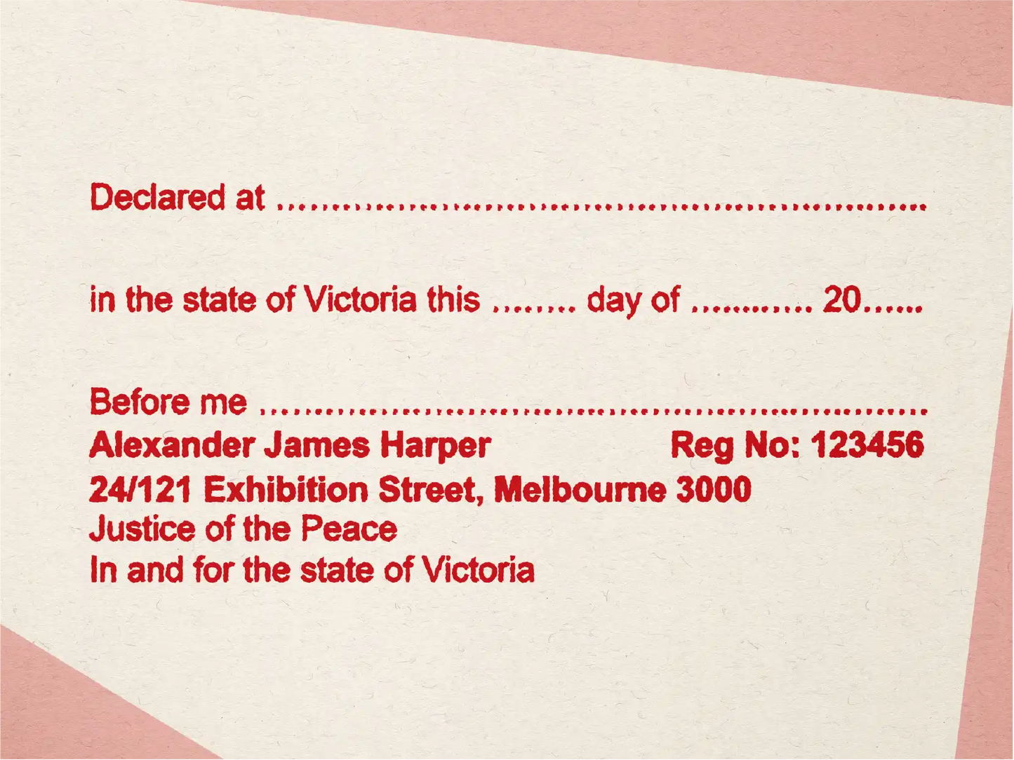 Statutory Declaration Stamp Victoria