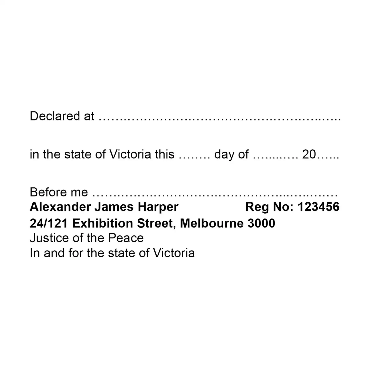 Statutory Declaration Stamp Victoria