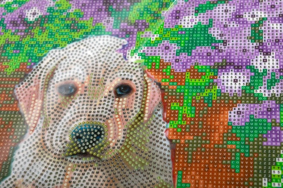 Floral Pup Crystal Art Canvas Kit 30x30cm