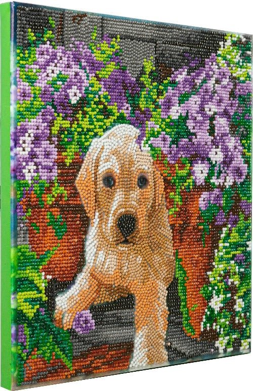 Floral Pup Crystal Art Canvas Kit 30x30cm