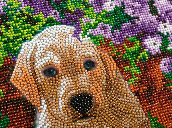 Floral Pup Crystal Art Canvas Kit 30x30cm