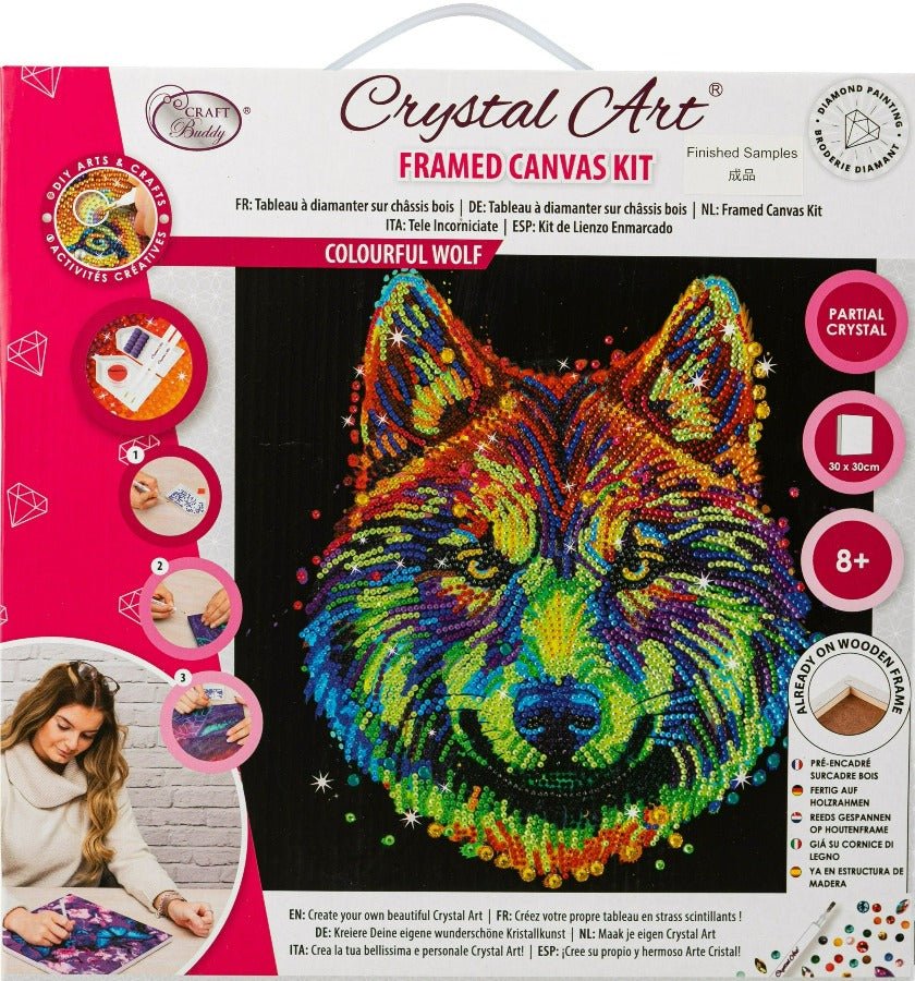 Colourful Wolf Crystal Art Canvas Kit 30x30cm