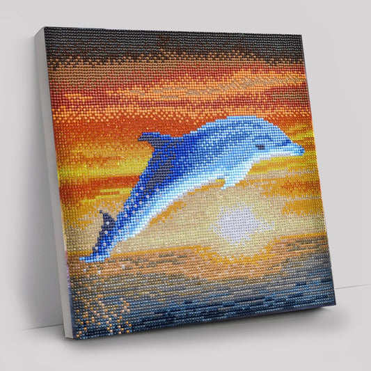 Dolphin Sunrise Crystal Art Canvas Kit 30x30cm