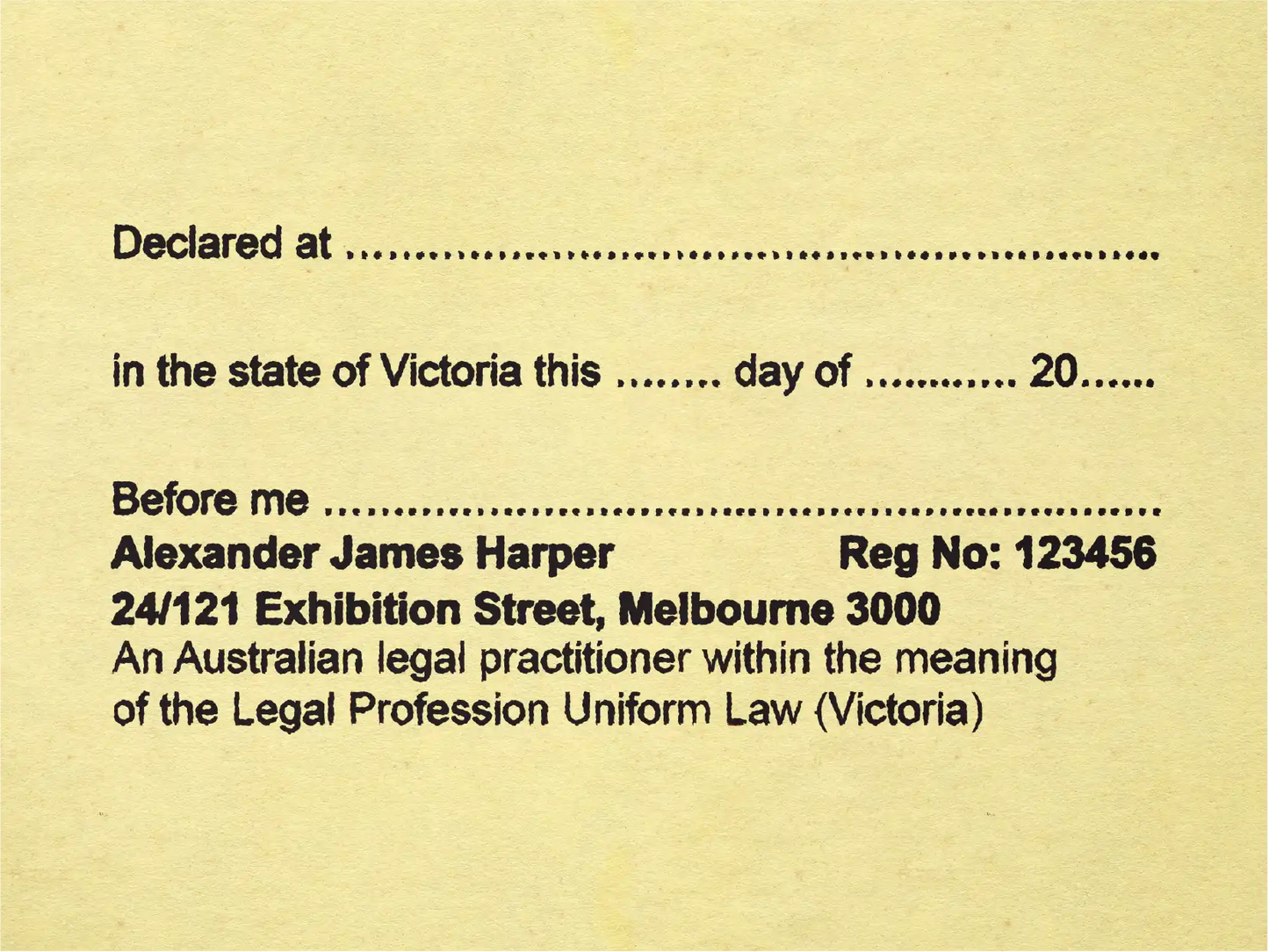 Statutory Declaration Stamp Victoria