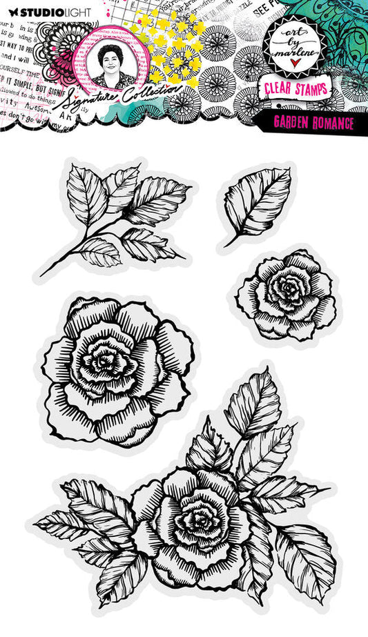 Studio Light - Art By Marlene - Signature Collection - A5 - Clear Stamp Set - Garden Romance