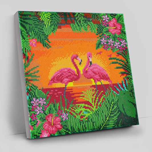Fancy Flamingos Crystal Art Canvas Kit 30x30cm