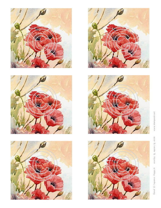 Floral 13 Squares Poppy 6, Vintage Hue Acetate