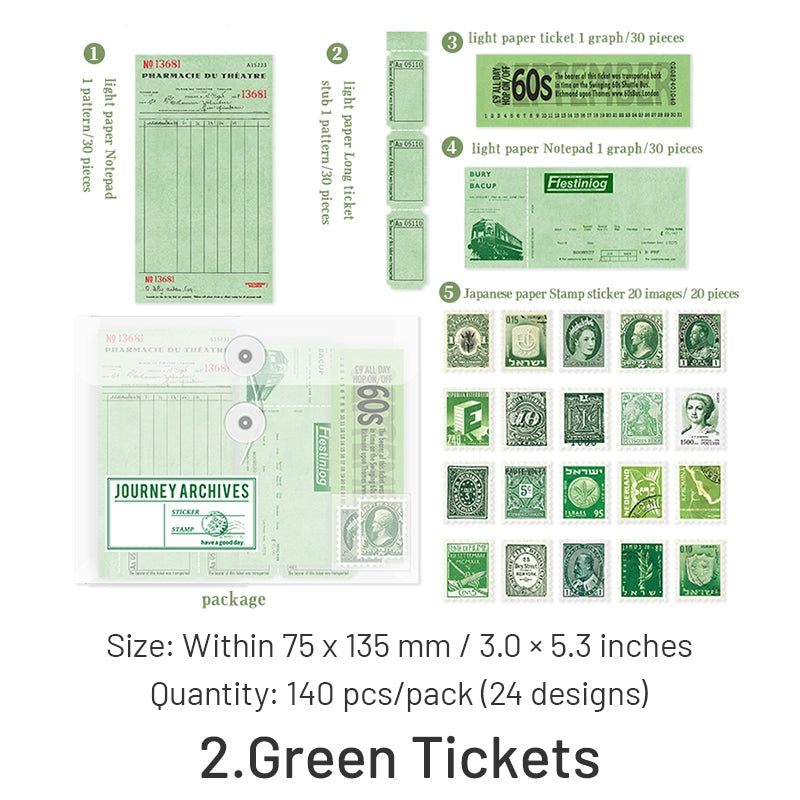 Multi-Size Travel Ticket Decorative Paper