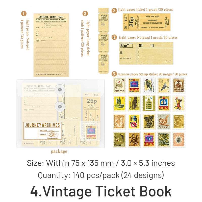 Multi-Size Travel Ticket Decorative Paper