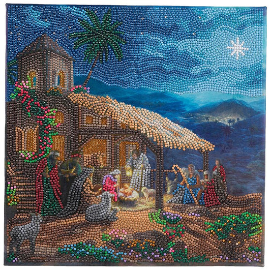 Nativity Scene Crystal Art Canvas by Thomas Kinkade 30x30cm