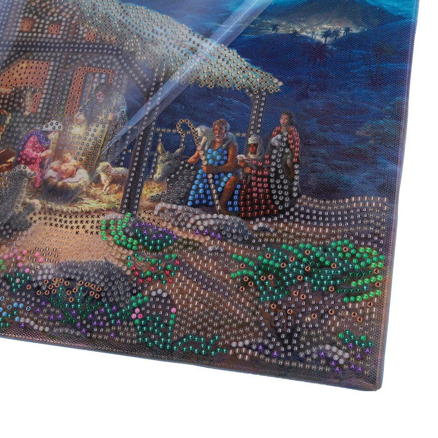Nativity Scene Crystal Art Canvas by Thomas Kinkade 30x30cm