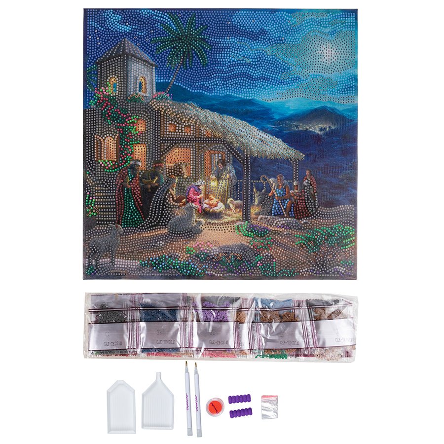 Nativity Scene Crystal Art Canvas by Thomas Kinkade 30x30cm