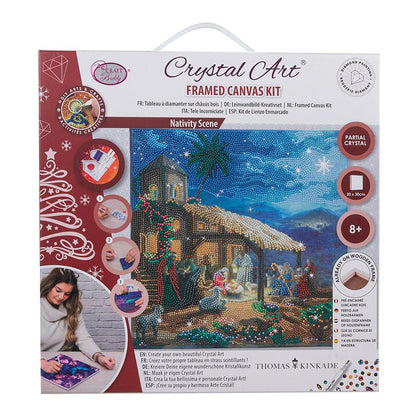Nativity Scene Crystal Art Canvas by Thomas Kinkade 30x30cm