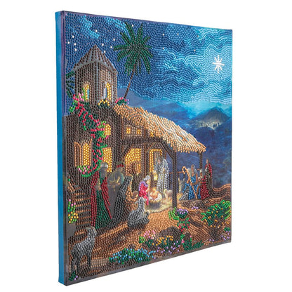 Nativity Scene Crystal Art Canvas by Thomas Kinkade 30x30cm