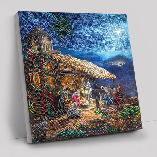 Nativity Scene Crystal Art Canvas by Thomas Kinkade 30x30cm