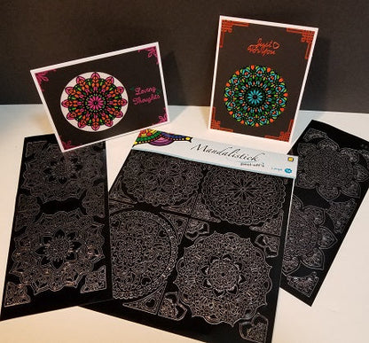 Mandala-Mandalistick Outline Sticker 8 Card Kit