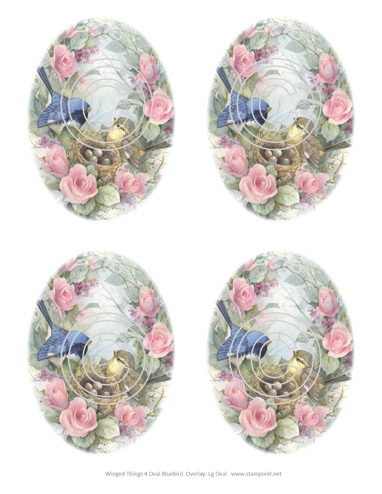 Winged Things 4 Bluebird Ovals, Vintage Hue Acetate