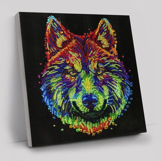 Colourful Wolf Crystal Art Canvas Kit 30x30cm